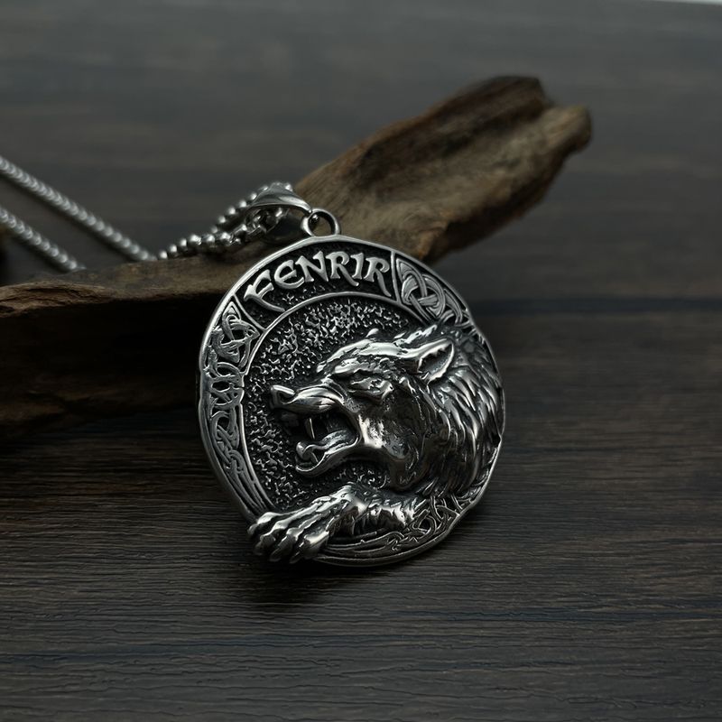 Hip-Hop Wolf 304 Stainless Steel Men'S Pendant Necklace