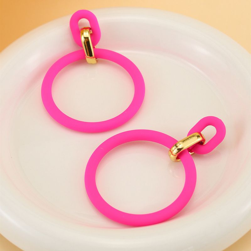 1 Pair Lady Double Ring Resin Iron Drop Earrings