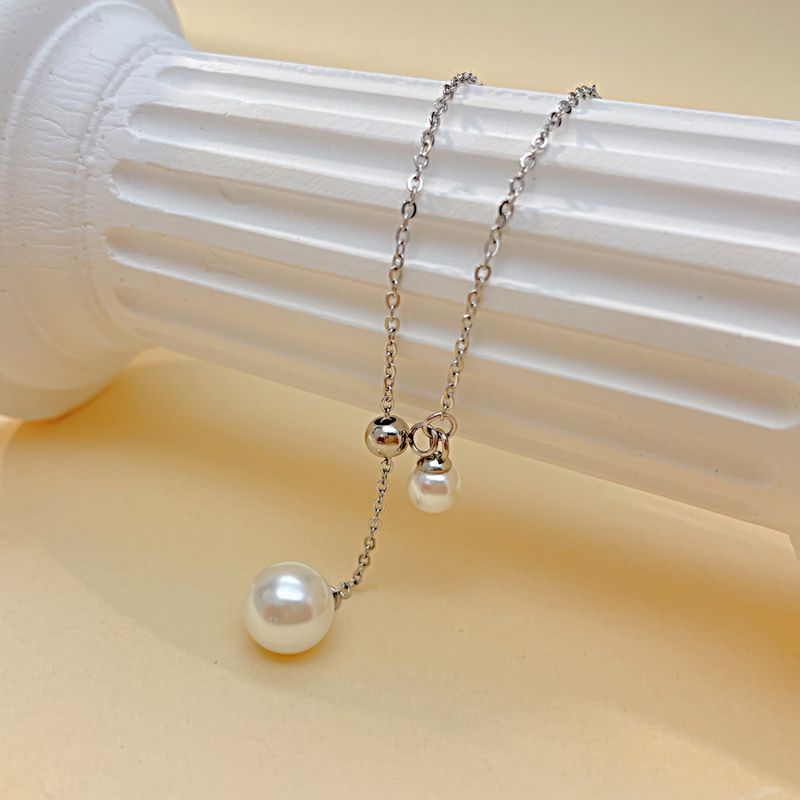 Acier Au Titane Style IG Style Simple Géométrique Perles Artificielles Collier