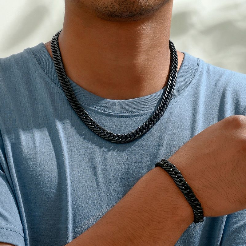 Lässig Einfacher Stil Strassenmode Einfarbig Legierung Männer Armbänder Halskette