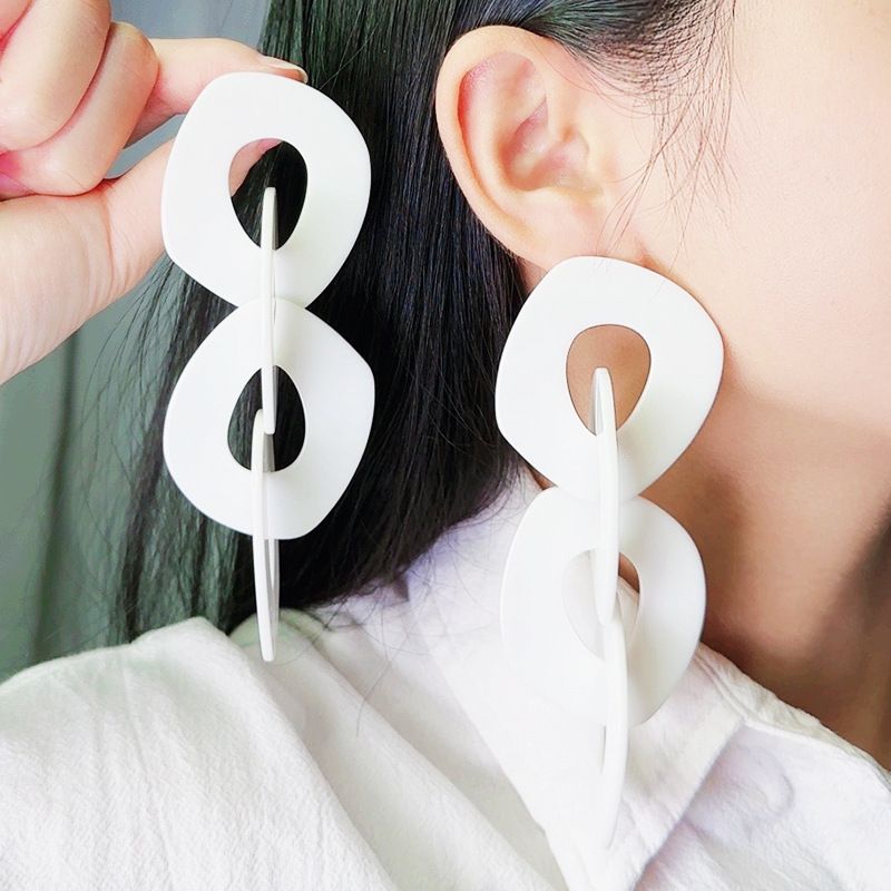 Wholesale Jewelry Simple Style Geometric Solid Color Arylic Patchwork Drop Earrings
