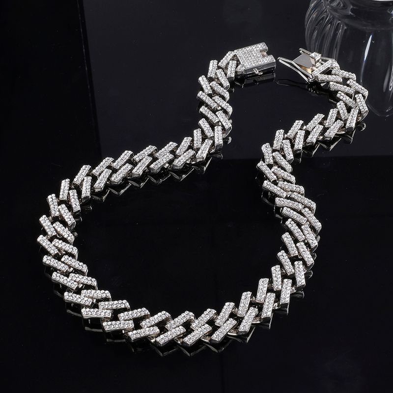 Hip-hop Exaggerated Rock Necklace Alloy Plating Inlay Rhinestones Silver Plated Unisex Necklace