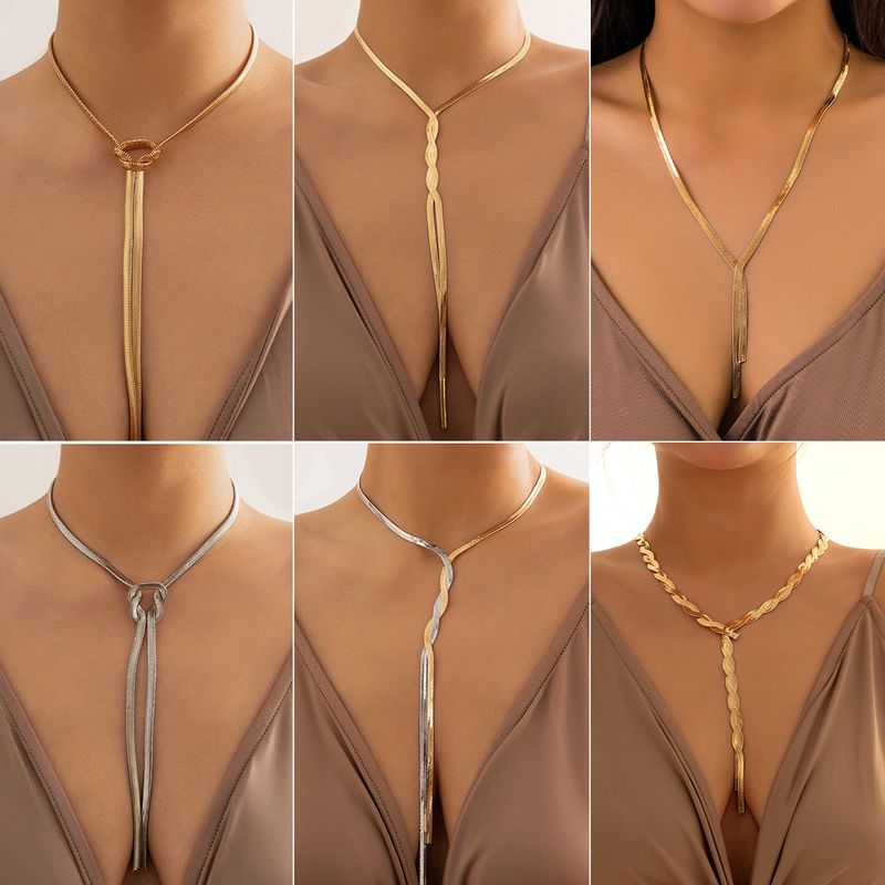 Sexy Einfacher Stil Einfarbig Kupfer Überzug Kette Lange Halskette