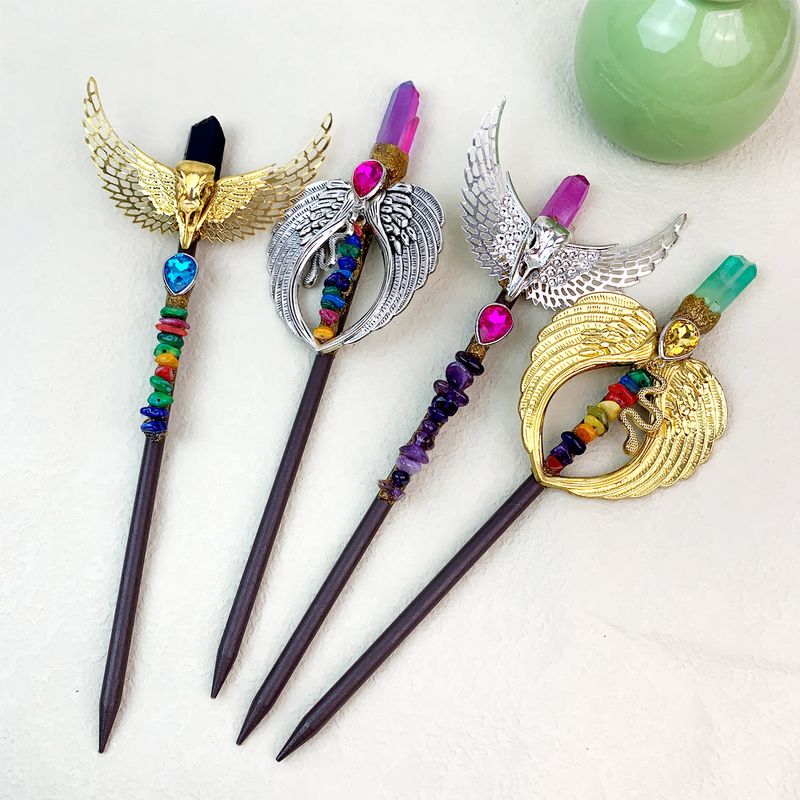 Women's Cute Simple Style Wings Iron Inlay Crystal Cane