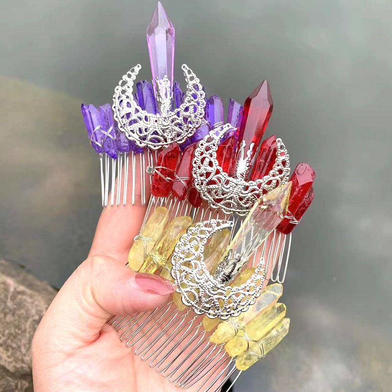 Glam Crown Crystal Handmade Inlay Rhinestones Insert Comb