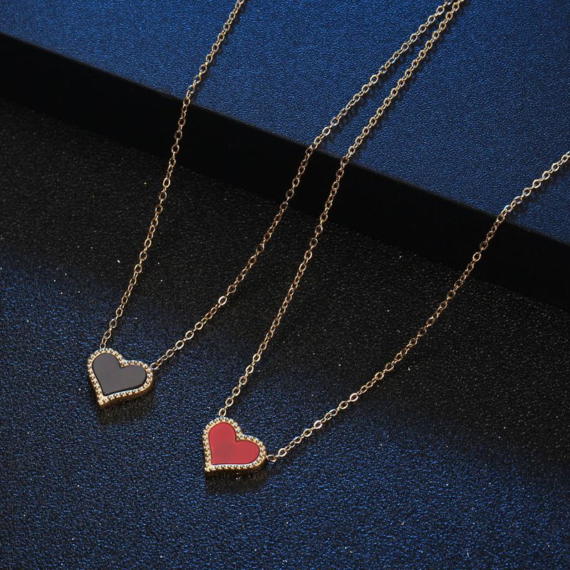 Simple Style Heart Shape Titanium Steel Gold Plated Pendant Necklace In Bulk