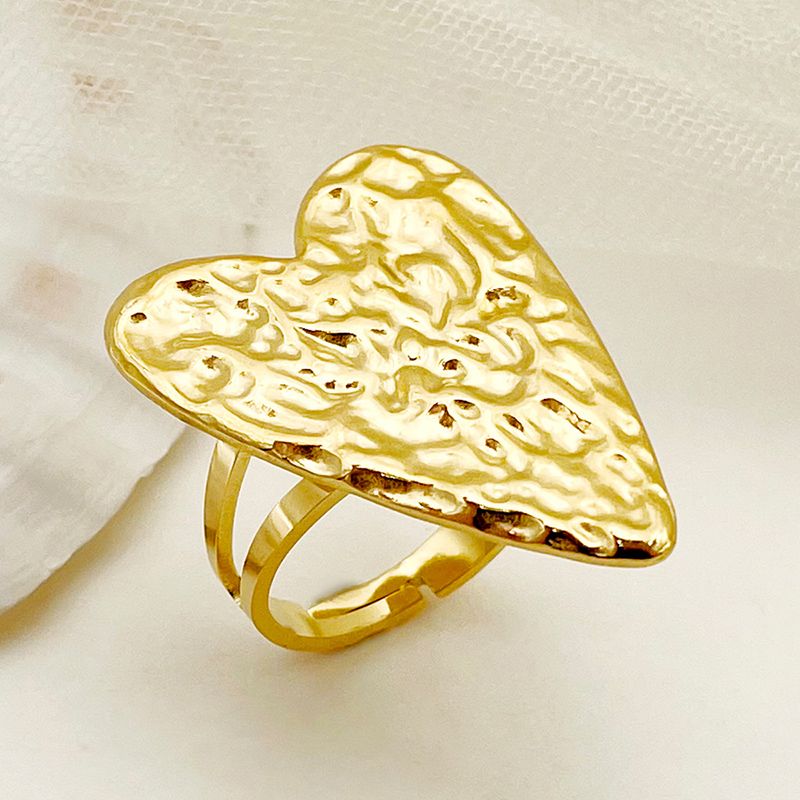 304 Stainless Steel 14K Gold Plated Exaggerated Sexy Plating Heart Shape Open Rings