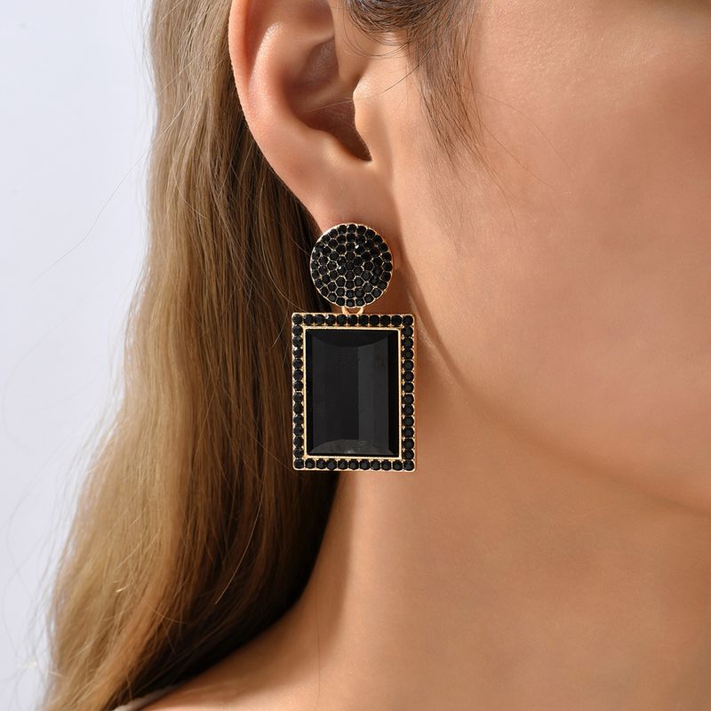 1 Pair Fashion Geometric Metal Plating Rhinestones Women's Drop Earrings