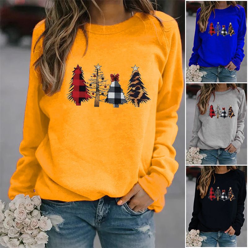 Women's Hoodie Long Sleeve Hoodies & Sweatshirts Printing Christmas Christmas Tree