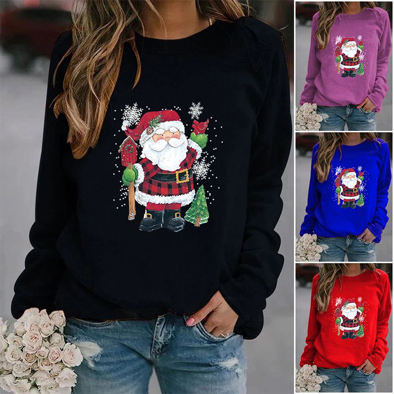 Women's Hoodie Long Sleeve Hoodies & Sweatshirts Printing Christmas Santa Claus