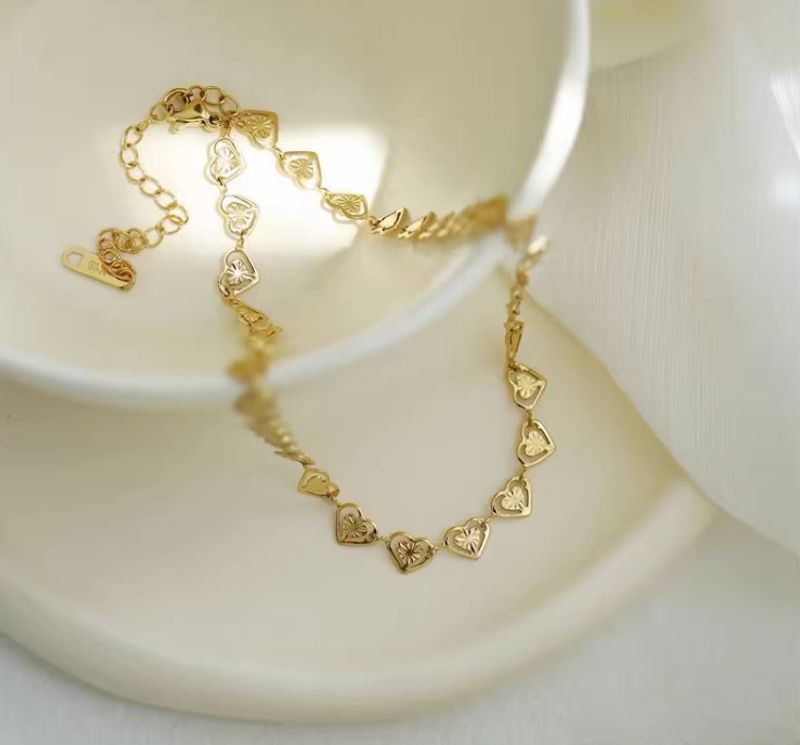 Einfacher Stil Herzform Titan Stahl Überzug Vergoldet Armbänder