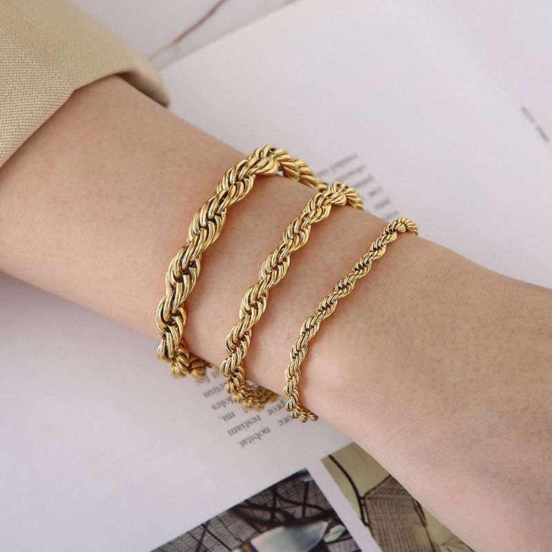 Simple Style Twist Stainless Steel 18K Gold Plated Bracelets In Bulk
