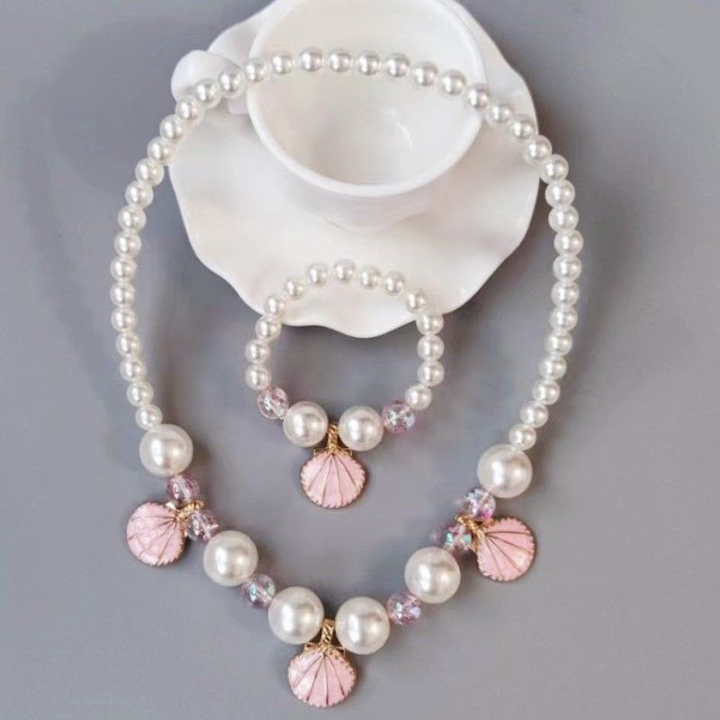 Süß Hülse Legierung Perlen Mädchen Halskette