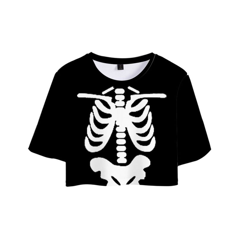 Mujeres Playeras Manga Corta Camisetas Impresión Sexy Murciélago Esqueleto Cráneo