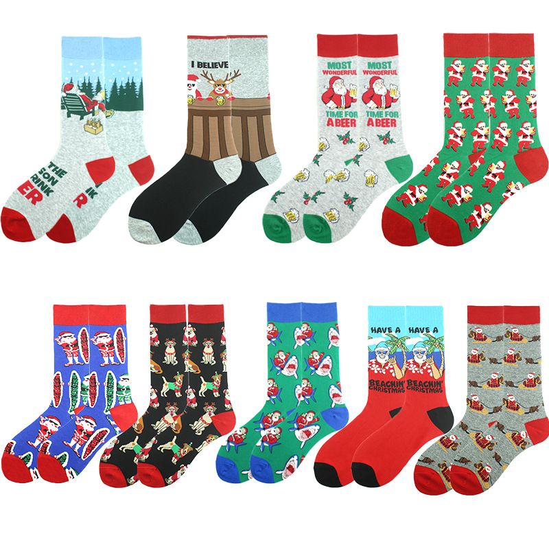 Unisex Christmas Santa Claus Cotton Crew Socks A Pair