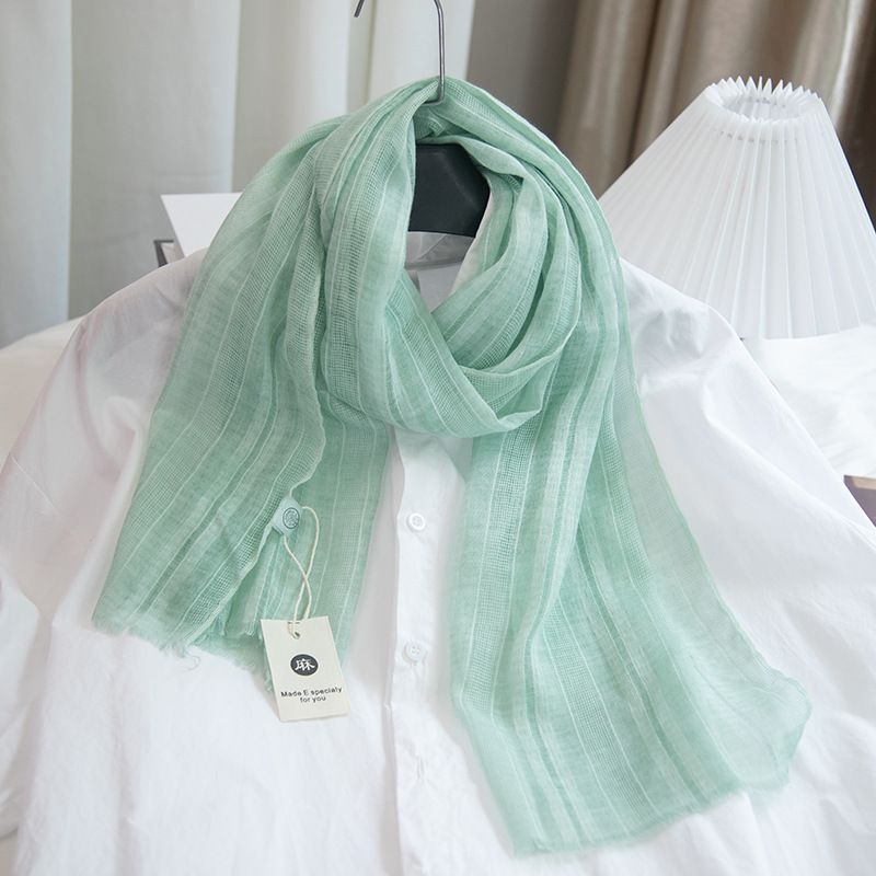 Women's Simple Style Solid Color Cotton And Linen Scarf
