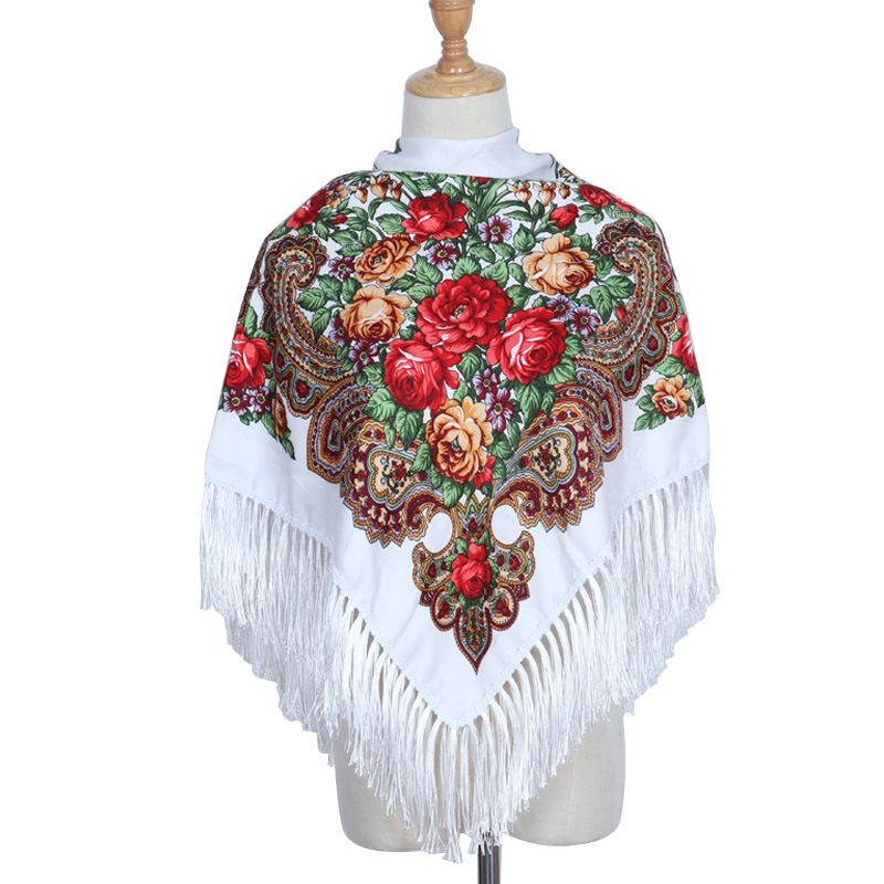 Women's Retro Ethnic Style Flower Cotton Polyester Blend Printing Shawl