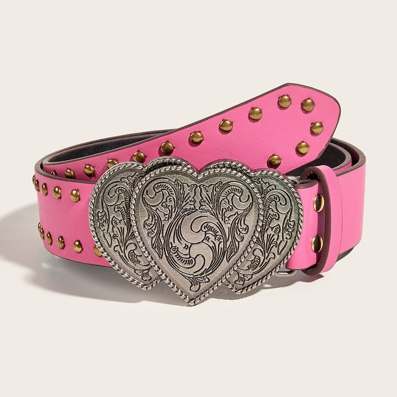 Casual Heart Shape Pu Leather Iron Plating Women's Leather Belts