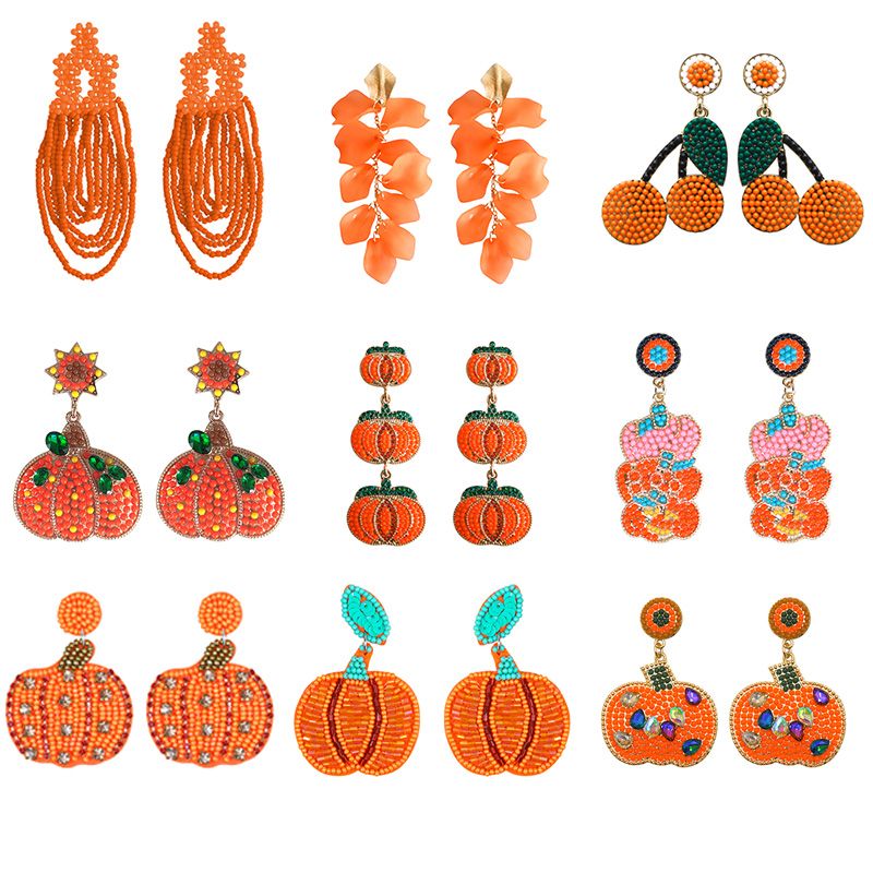 1 Pair Exaggerated Funny Novelty Pumpkin Alloy Drop Earrings