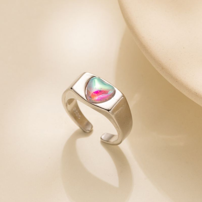 Ig Style Simple Style Heart Shape Alloy Plating Inlay Artificial Gemstones Women's Open Rings