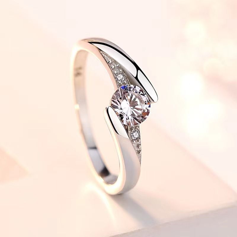 Elegant Lady Simple Style Geometric Sterling Silver Zircon Rings In Bulk
