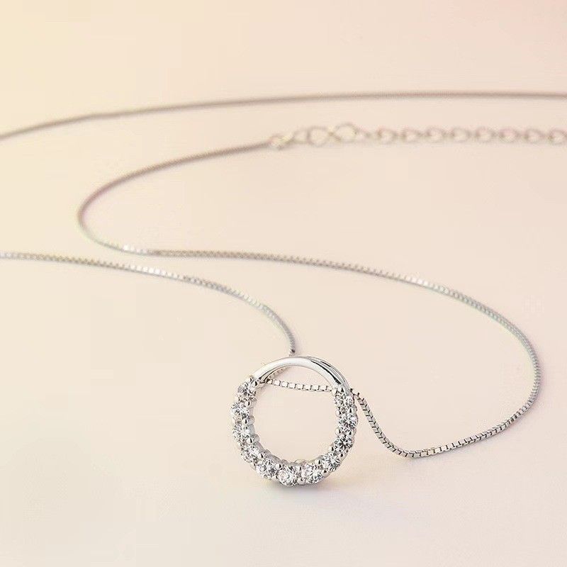 Élégant Vêtement De Rue Cercle Argent Sterling Zircon Pendentif En Masse