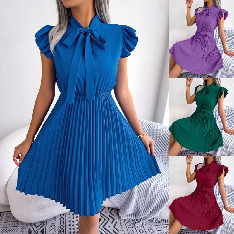 Women's Swing Dress Casual Elegant Standing Collar Sleeveless Solid Color Knee-length Daily Street