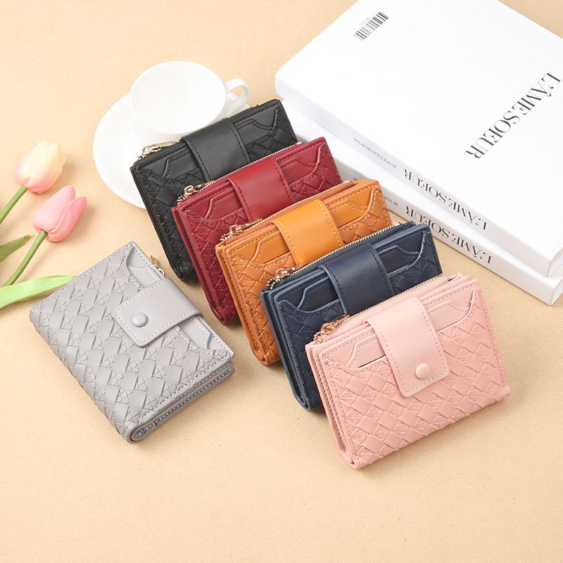 Women's Solid Color Pu Leather Zipper Wallets