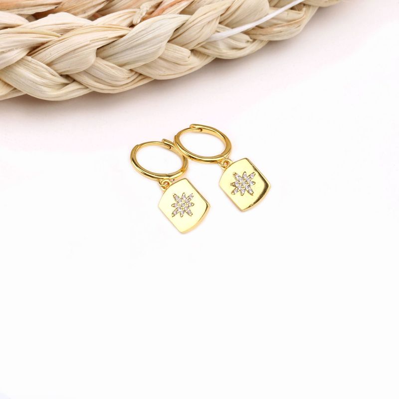 1 Pair Modern Style Geometric Plating Inlay Sterling Silver Zircon Gold Plated Earrings