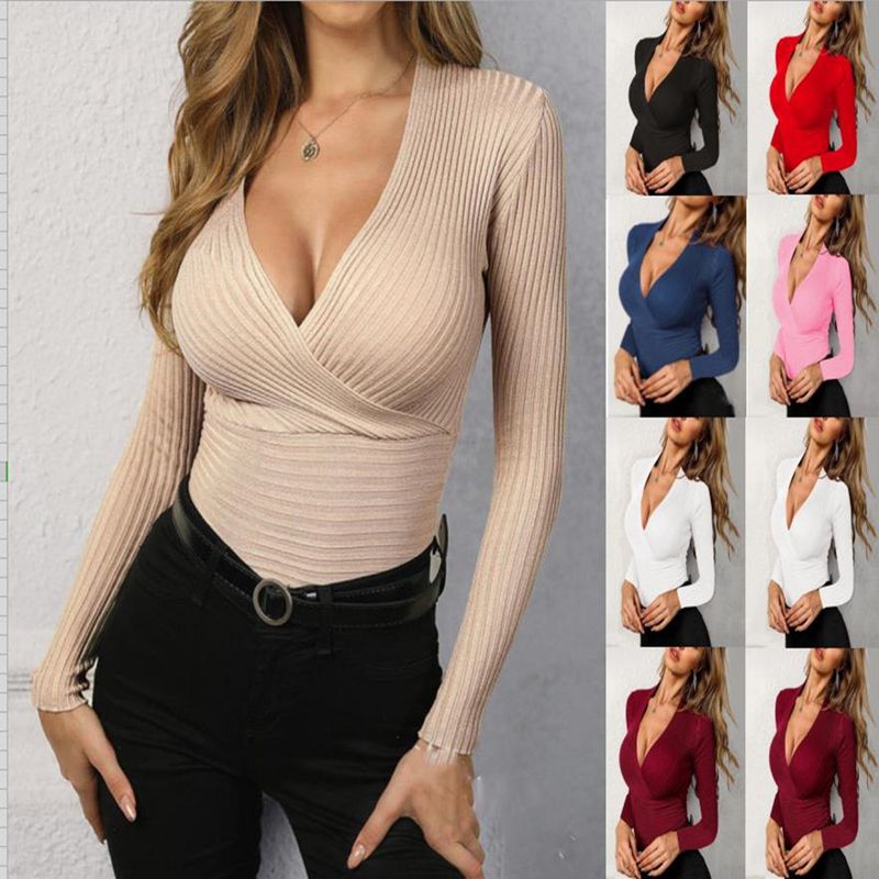 Women's T-shirt Long Sleeve T-shirts Sexy Solid Color
