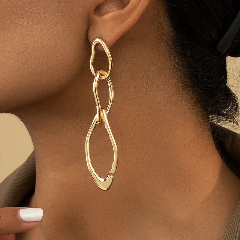 Wholesale Jewelry Simple Style Asymmetrical Metal Plating Drop Earrings