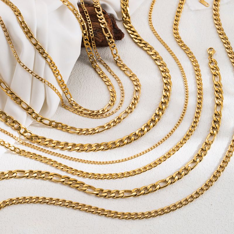 Lässig Einfacher Stil Einfarbig Rostfreier Stahl 18 Karat Vergoldet Halskette