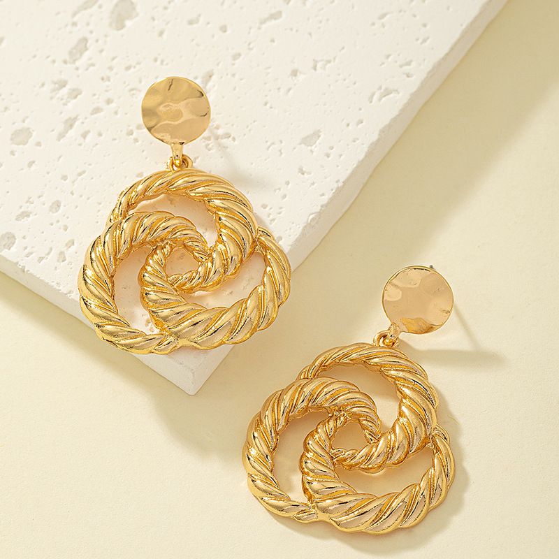 Wholesale Jewelry Vintage Style Circle Solid Color Alloy Plating Drop Earrings