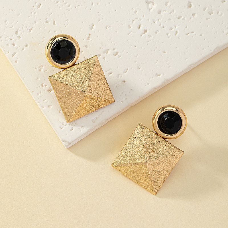 Wholesale Jewelry Basic Vintage Style Quadrilateral Solid Color Alloy Plating Ear Studs
