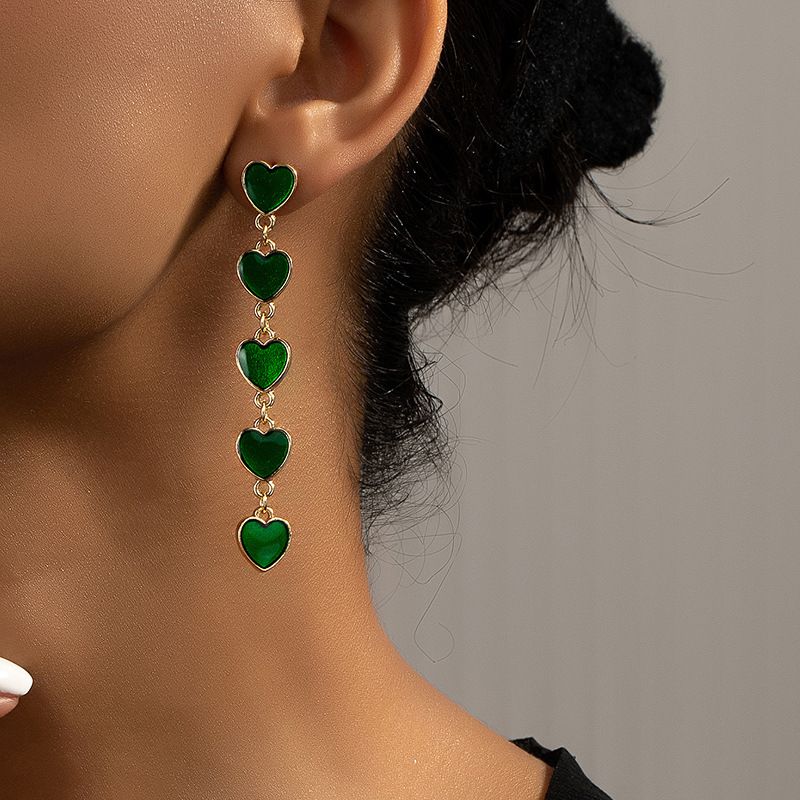1 Pair Simple Style Heart Shape Enamel Alloy Drop Earrings Earrings