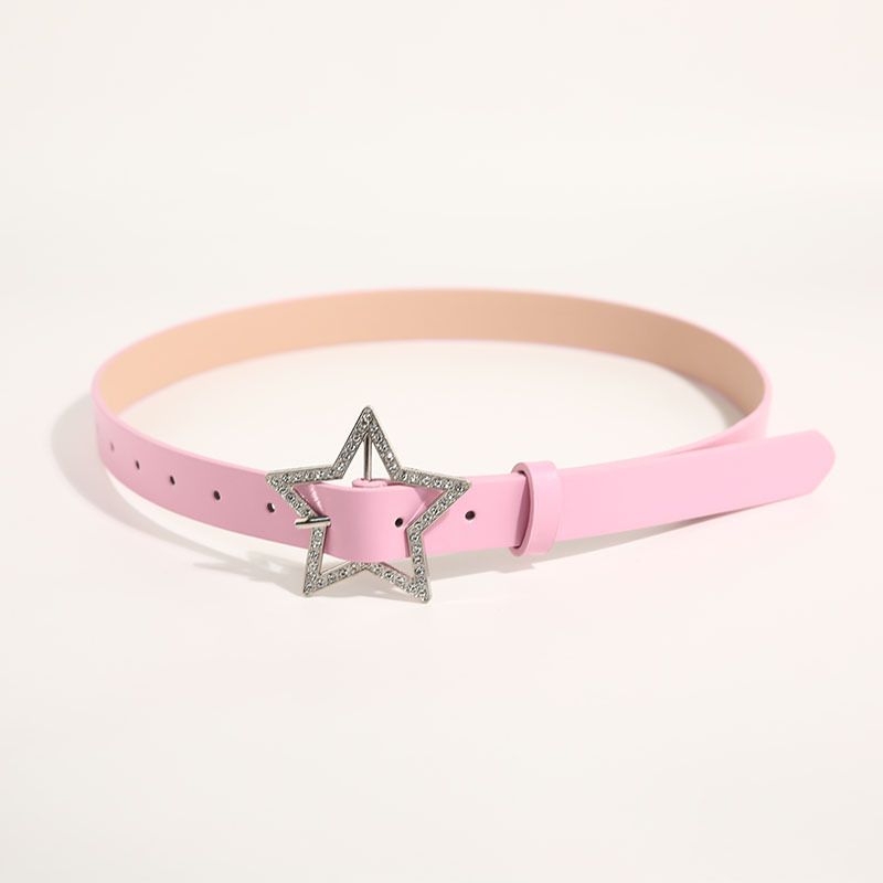 Preppy Style Star Imitation Leather Alloy Inlay Zircon Women's Leather Belts