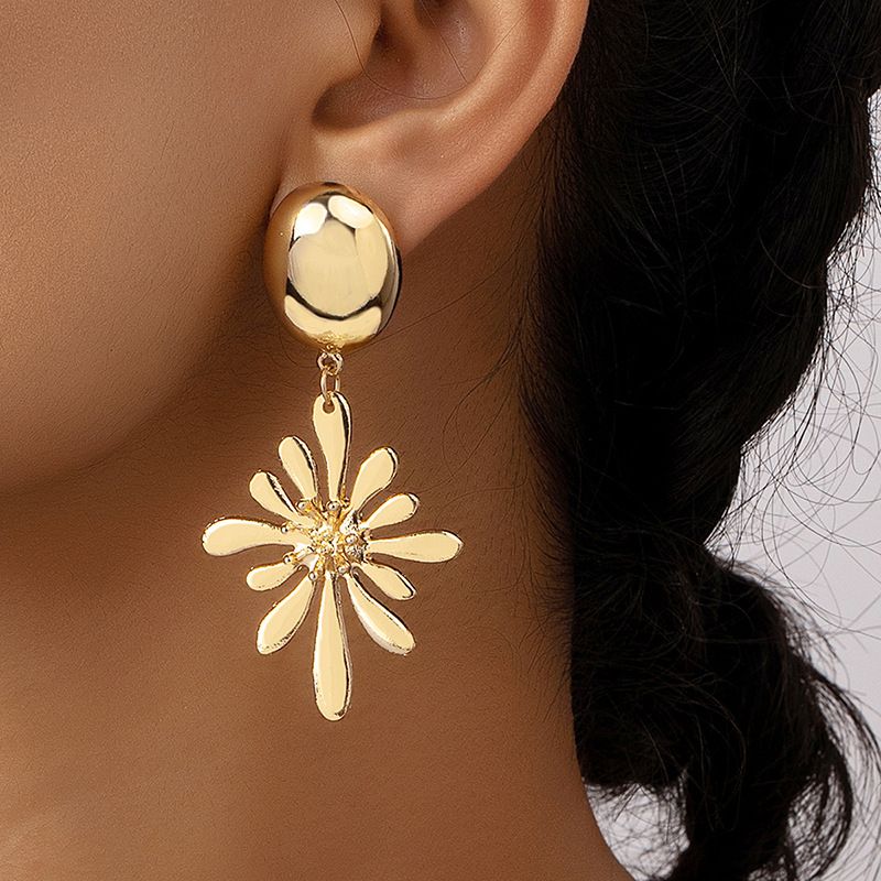 Wholesale Jewelry Elegant Flower Metal Plating Drop Earrings