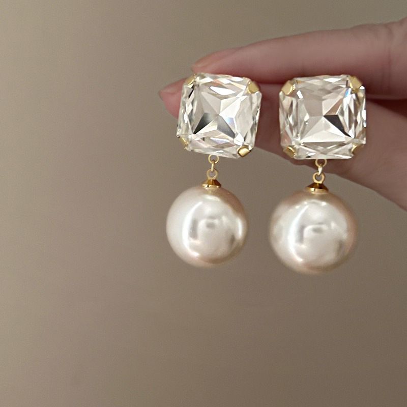 Wholesale Jewelry Simple Style Square Alloy Zircon Inlay Drop Earrings
