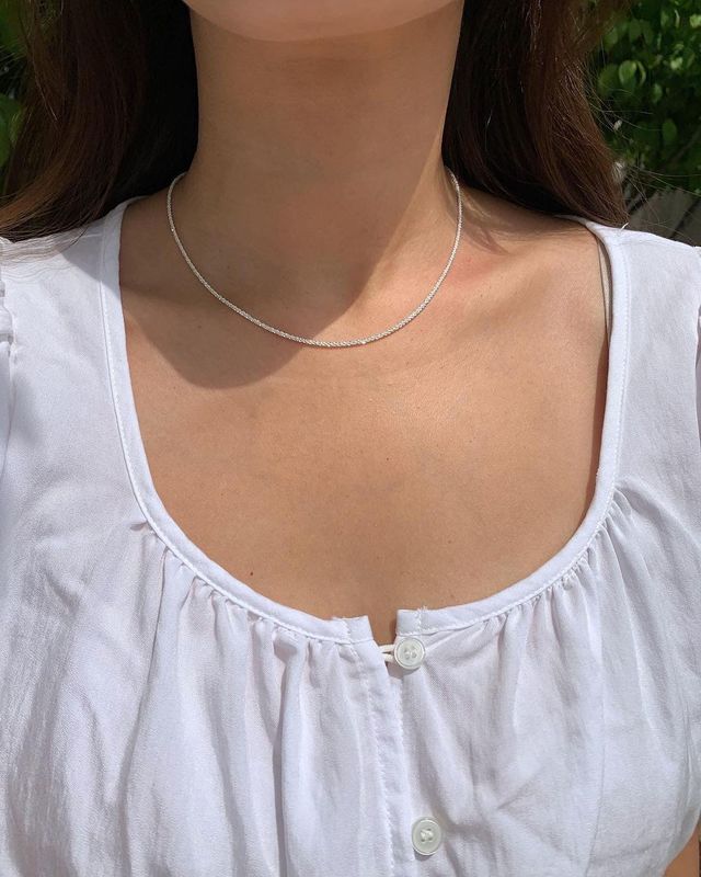 Estilo Ig Estilo Moderno Color Sólido Plata Esterlina Collar Al Mayoreo