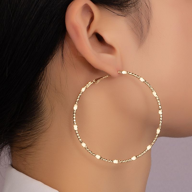 1 Pair Lady Simple Style Round Plating Alloy 14k Gold Plated Hoop Earrings