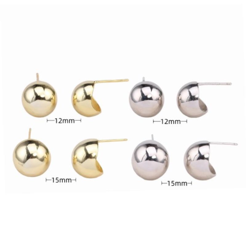 1 Pair Basic Modern Style Semicircle Plating Sterling Silver Ear Studs