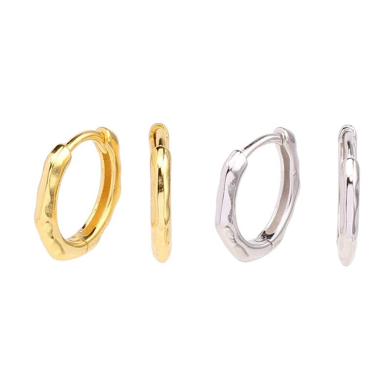 1 Pair Simple Style Solid Color Plating Sterling Silver White Gold Plated Gold Plated Earrings