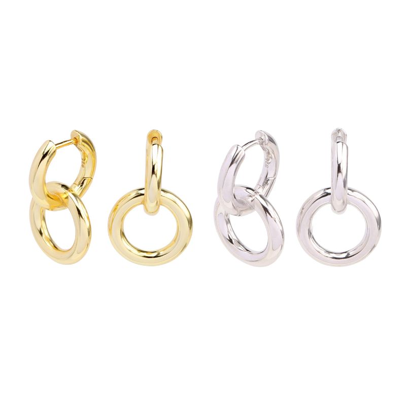 1 Pair Simple Style Circle Plating Sterling Silver White Gold Plated Gold Plated Drop Earrings