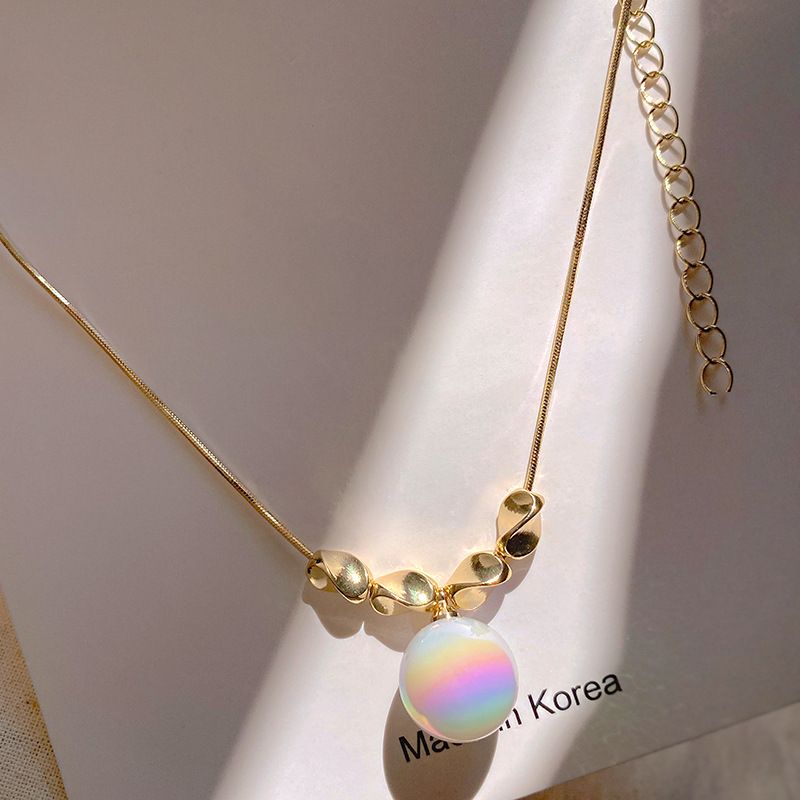 Estilo Simple Geométrico Cobre Enchapado Embutido Perlas Artificiales Chapado En Oro Collar