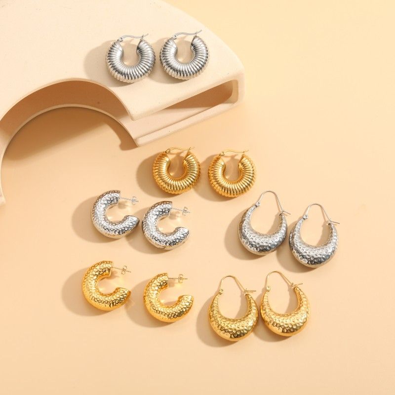 1 Pair Elegant Classic Style Round Asymmetrical Plating 304 Stainless Steel Earrings