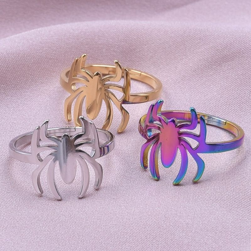 Gothic Cool Style Spider Stainless Steel Unisex Open Rings