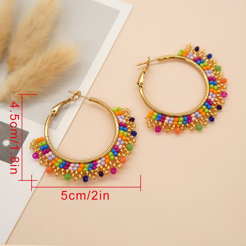 1 Paar Ethnischer Stil Runden Perlen Glas Ohrringe