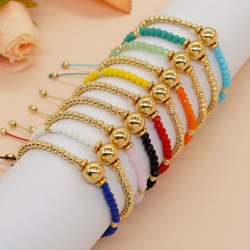 Bohemian Color Block Artificial Crystal Beaded Handmade Unisex Bracelets