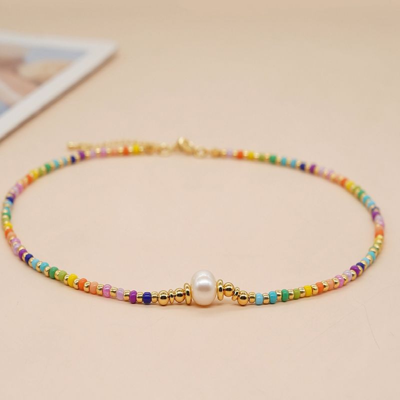 Vacation Multicolor Freshwater Pearl Seed Bead Beaded Necklace