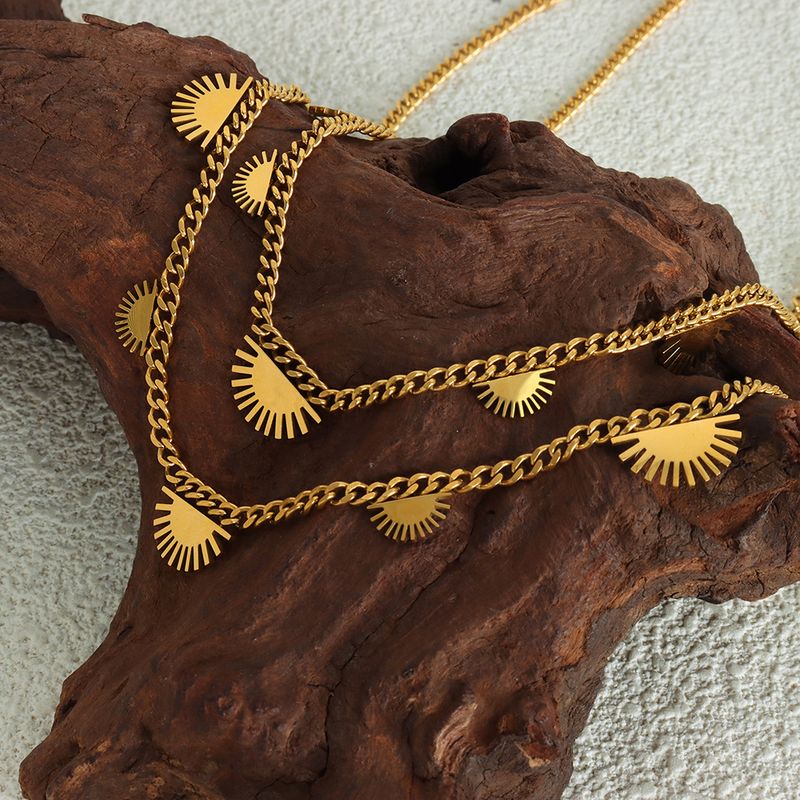 Estilo Vintage Estilo Simple Sol Acero Titanio Enchapado Chapado En Oro De 18 Quilates. Collar